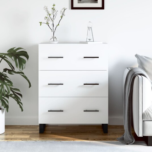  Skjenk hvit 69,5x34x90 cm konstruert tre