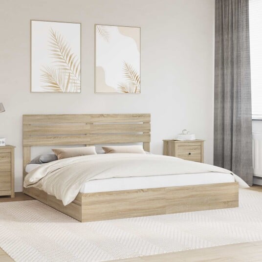 Seng med Oppbevaring Sonoma eik 180 x 200 cm Konstruert tre Seng med Oppbevaring Sonoma eik 180 x 200 cm Konstruert tre