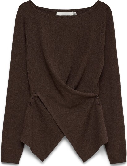 Vero Moda Vmsiena Ls Boatneck Wrap Pullover Prm CHOCOLATE TORTE L