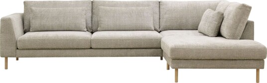 Florenz 4 seters Høyrevendt L formet Sjeselongsofa i Stoff   Grå / Beige