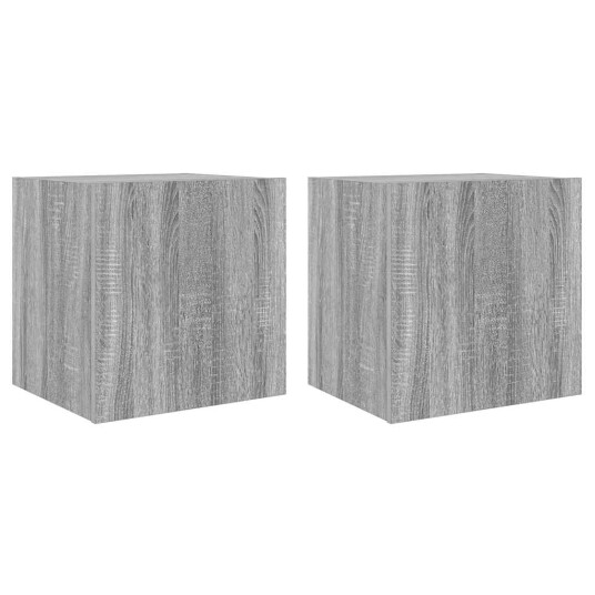 Vegghengte TV-benker med LED 2 stk grå sonoma 40,5x35x40 cm 837257