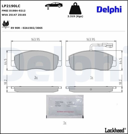 DELPHI LP2190LC Bremseklosser