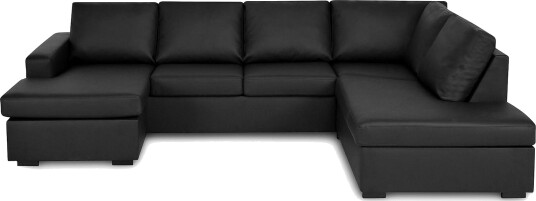 Crazy 4 seters Høyrevendt U formet Small Sofa med Divan og Sjeselong i Kunstlær Svart