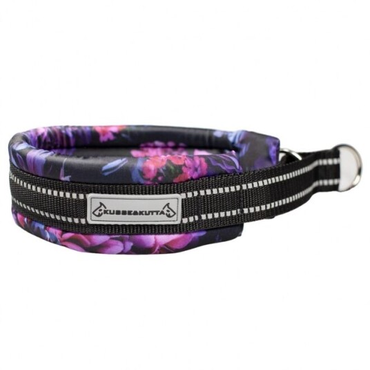 Kusse & Kutta Kusse&Kutta Hundhalsband Bred Modell Lila Blommor (8)
