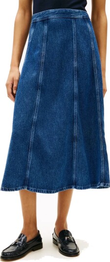 Tommy Hilfiger Dnm Ray Flared Midi Skirt Hw Blue 44