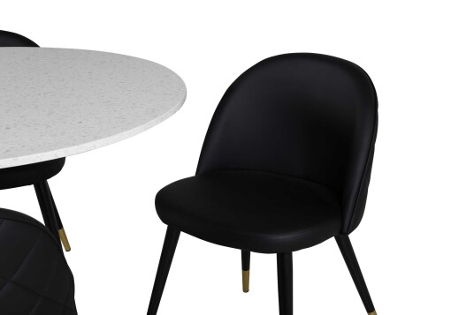 Venture Design Razzia & Velvet spisegruppe Hvit/svart 4 st stoler & bord 106 cm