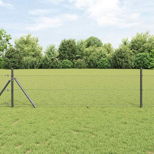 Gjerde med innlegg. Grå 0.4 x 10 m PVC belagt stål