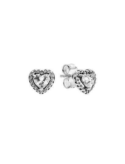 PANDORA Heart Sterling Silver Stud Earrings With Clear Cubic Zirconia Silver One Size PANDORA Heart Sterling Silver Stud Earrings With Clear Cubic Zirconia Silver One Size