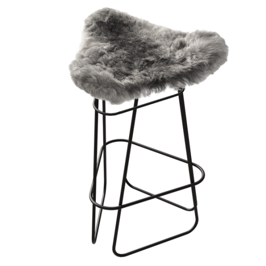 Cuero Iceland Barstol 65 cm Sort / Shorn Grey