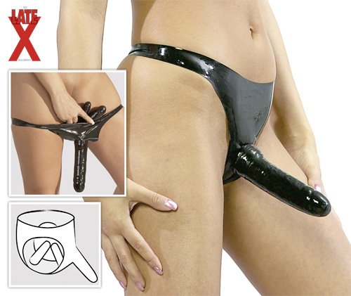 Latex Truse med 3 Dildoer Latex Truse med 3 Dildoer