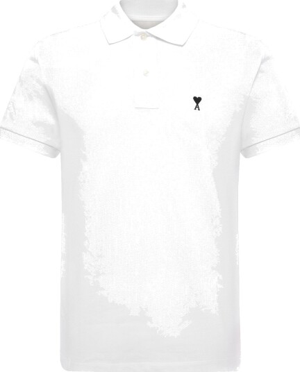 AMI Pique Polo Shirt   White   XS