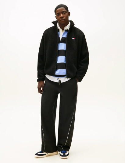Tommy Jeans Tjm Rlx Badge Zip Thru Teddy Ext Black M