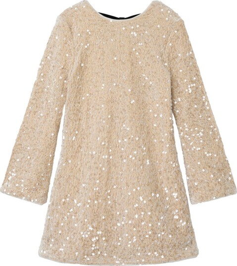 Name It Kjole - NkfRusitta - Jet Stream/Palietter - Name It - 7 år (122) - Kjole - Beige