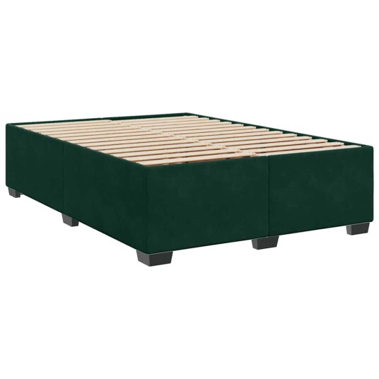 Seng med madrass boksfjær mørkegrønn 140x190 cm fløyel 3290909