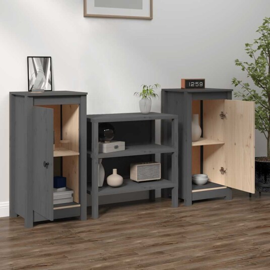 vidaXL Skjenker 2 stk grå 40x35x80 cm heltre furu vidaXL Skjenker 2 stk grå 40x35x80 cm heltre furu