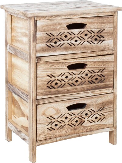 Kommode HOME4YOU Mihkli med 3 oppbevaringsenheter 40x29x58 cm Natur Natur