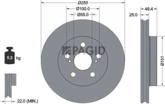 PAGID 56017NC Bremseskive PAGID 56017NC Bremseskive