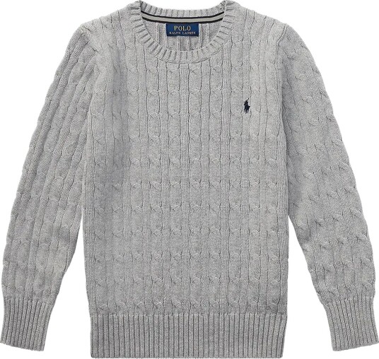 Ralph Lauren Kids Cable-Knit Cotton Sweater Grey 132-137