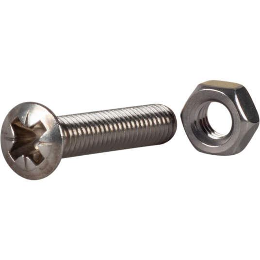 Essve Maskinskrue Med Mutter Linsehode Phillips Ph Rustfritt Stal M6 L: 30mm Ant: 10stk