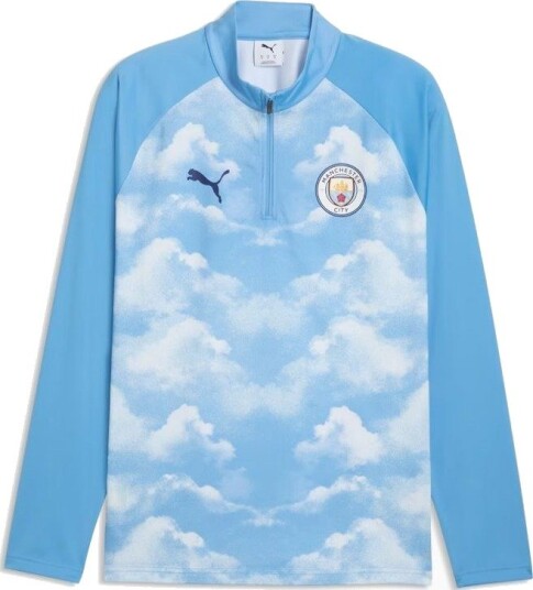 Manchester City Treningsskjorte 1/4 glidelås Warm up Isblå Barn PUMA størrelse 128 cm