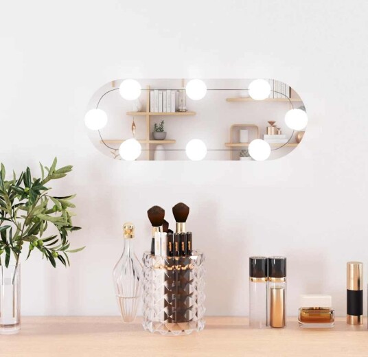 vidaXL Veggspeil med LED-lys 15x40 cm glass oval vidaXL Veggspeil med LED-lys 15x40 cm glass oval
