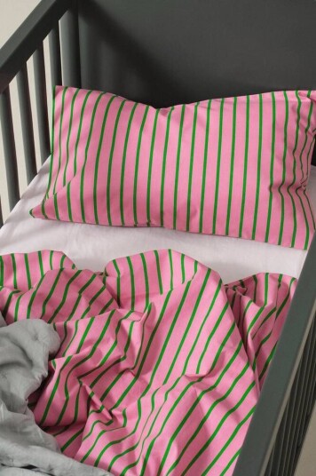 SIMA MINI sengesett krybbe økologisk Rosa/grønn 100X130