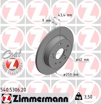 Bremseskive ZIMMERMANN 540.5306.20