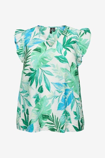 Vero Moda Curve Topp vmcJosie SL V neck Wvn GA Cur Hvit
