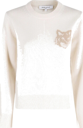 Maison Kitsuné Dame Strikkevarer Hvit L, Maison Kitsuné Dame Strikkevarer Hvit L,