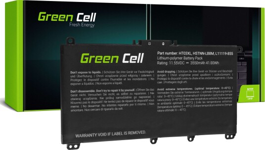 Green Cell Batteri Til Bærbar Pc Tilsvarer: Hp Ht03xl Litiumpolymer 3-Cellers 3550 Mah Svart HP163