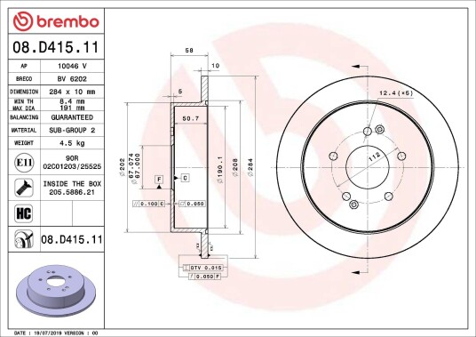 Bremseskive BREMBO 08.D415.11 Bremseskive BREMBO 08.D415.11
