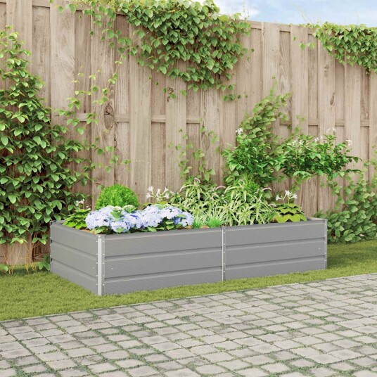 vidaXL Plantekassed Lysegrå 195 x 100 x 45 cm Galvanisert stål