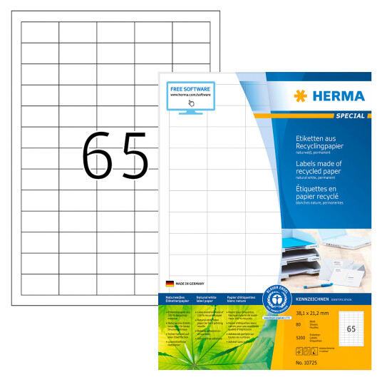 Herma Resirkulerte etiketter 5200 stk 38,1x21,2 mm Herma Resirkulerte etiketter 5200 stk 38,1x21,2 mm