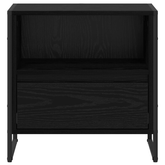 Nattbord med skuff Svart Eik 50 x 39,5 x 50 cm Konstruert tre