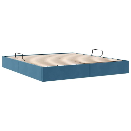 Seng med Oppbevaring med madrass Mørkeblå 180 x 200 cm Fløyel