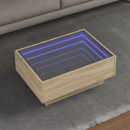  Salongbord med LED sonoma eik 70x50x30 cm konstruert tre 847513