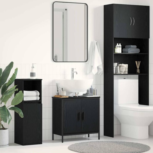 Baderomsvaskskap Sort Eik 60x30x60 cm Konstruert Tre Baderomsvaskskap Sort Eik 60x30x60 cm Konstruert Tre