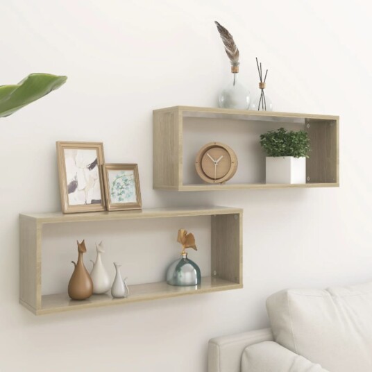 vidaXL Vegghyller kubeformet 2 stk sonoma eik 60x15x23 cm sponplate vidaXL Vegghyller kubeformet 2 stk sonoma eik 60x15x23 cm sponplate