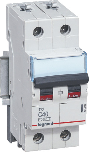 Legrand 5 stk TX³ MCB automatsikring C40 2P 2M 10/10KA