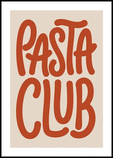 Retro Pasta Club Kitchen Typography Plakat Plakat / 30x40cm