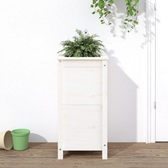 Hageplantekasse hvit 40x40x78 cm heltre furu