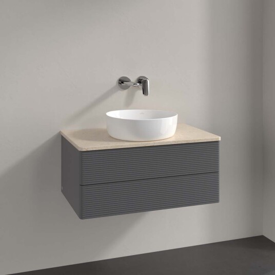 Villeroy & Boch Antao Servantskap med 2 skuffer 80x50x36 cm m/lys Antrasitt/Crème