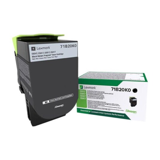 LEXMARK 71B20K0 TONERPATRON 1 STYKKER ORIGINAL SVART