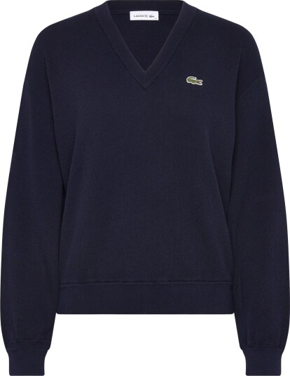 Lacoste V Neck Cotton Sweater Navy 42