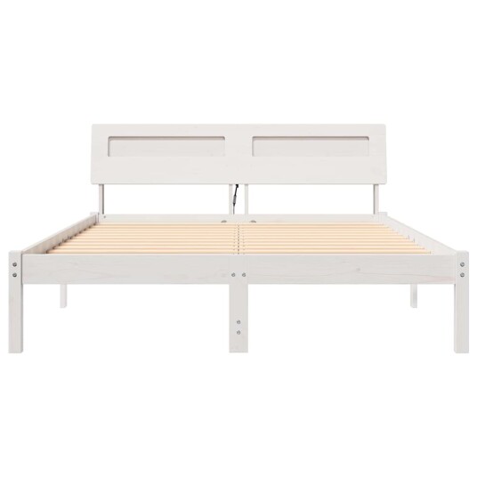 Sengestamme med LED stripelys Hvit 120 x 200 cm Heltre furu