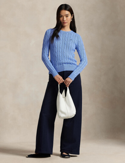 Polo Ralph Lauren Cable-Knit Cotton Crewneck Sweater - Blue - XXS