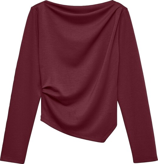 Vero Moda Topp vmMille LS Boatneck Short Top Jrs N Rød
