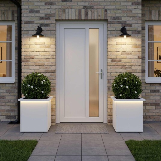 vidaXL Hageplantekasse med LED 2 stk. Hvit 40 x 40 x 40 cm Stål