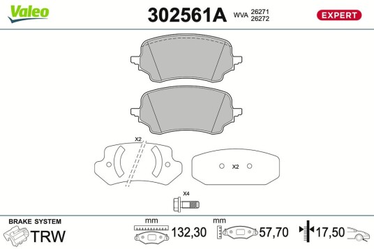 Bremseklosser VALEO 302561A Bremseklosser VALEO 302561A