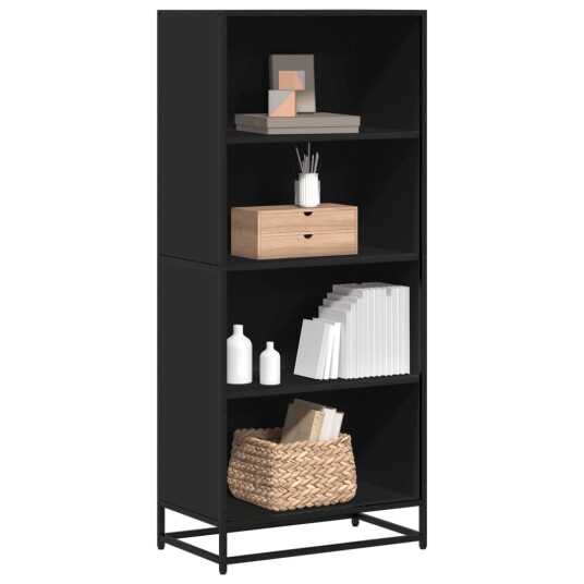 Bokhylle svart 60x35x139 cm konstruert tre